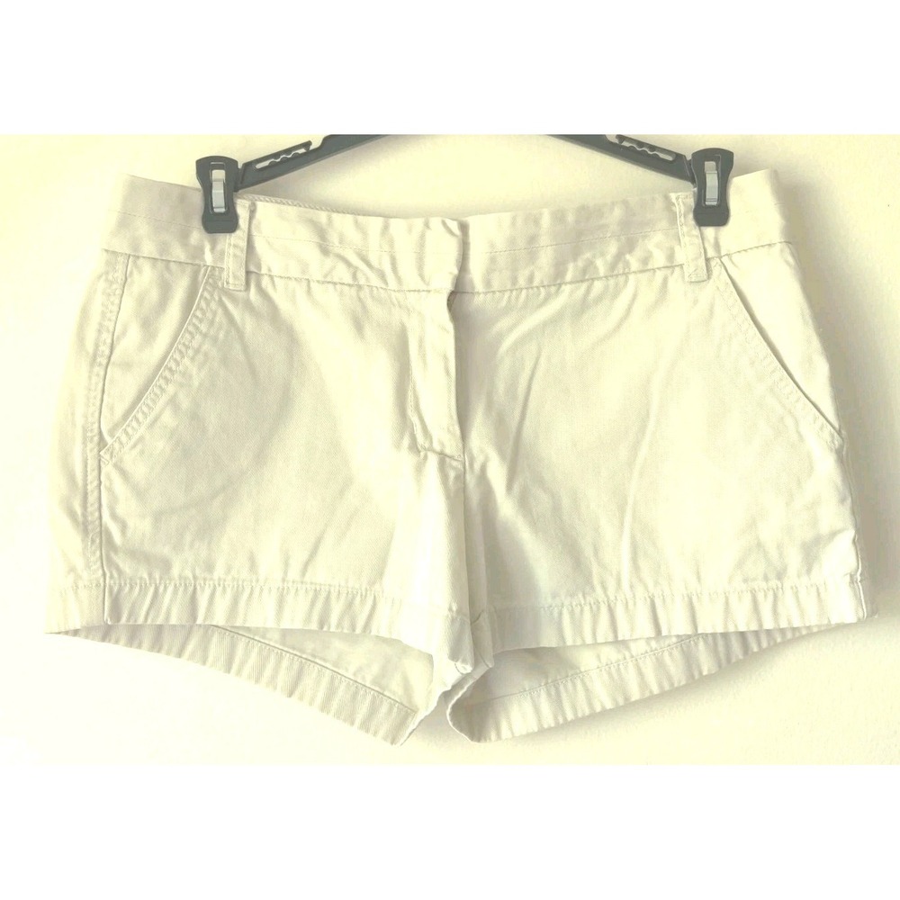 J Crew Women's Chino Shorts Beige Flat Front Pockets Classic 100% Cotton Size 10